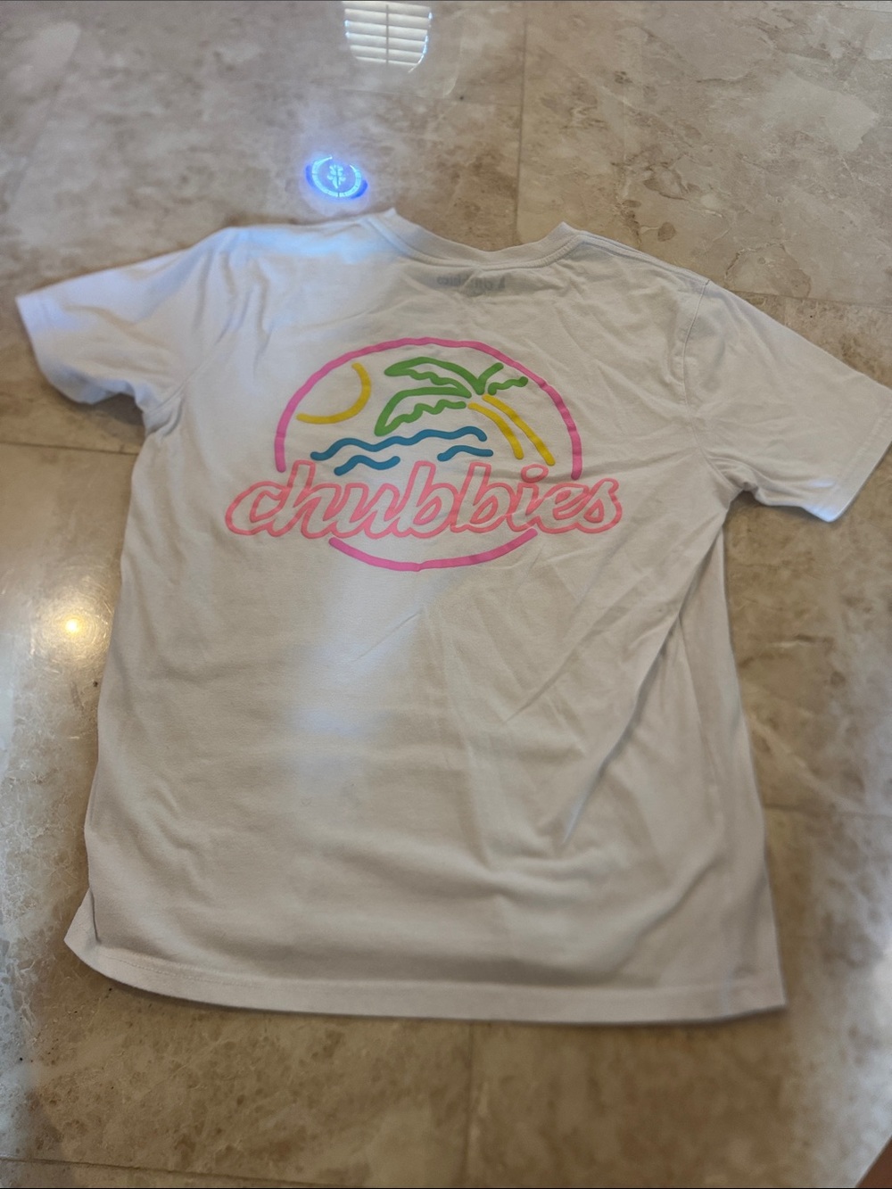 chubbies White Kids Tee with Neon Palm Graphic